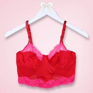 Auden Lace Lingerie Corset Small Red Pink Underwire Bustier Bra